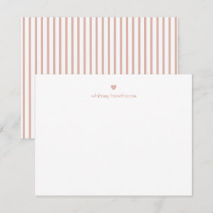 Personalised Modern Blush Pink Stripes & Heart Card