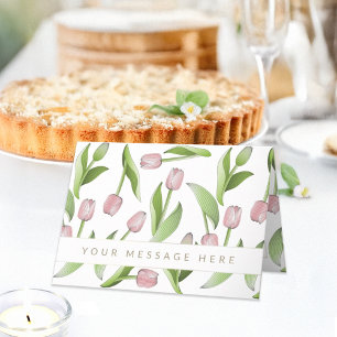 Personalised Modern Botanical Pink Tulip Flower Card