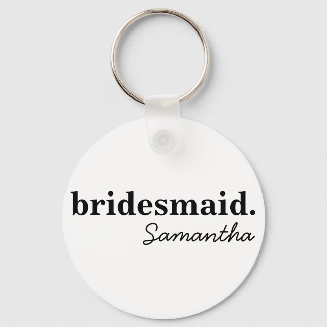 Personalised Modern Bridal Shower Bridesmaid Key Ring (Front)