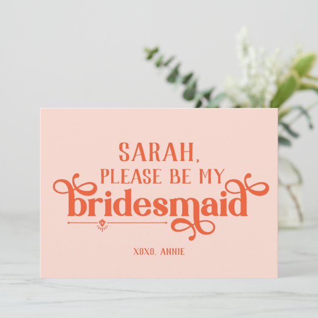 Personalised Modern Bridesmaid Proposal Card (Standing Front)