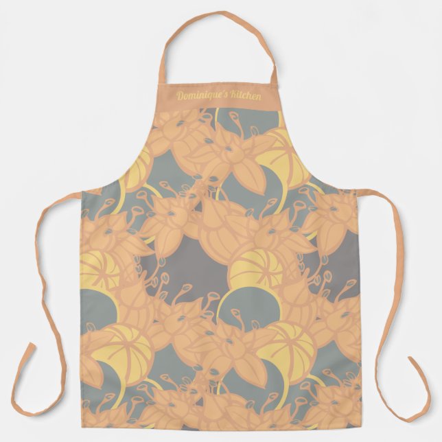 Personalised Modern Bud & Flower Pattern Apron (Front)