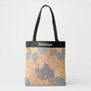 Personalised Modern Bud & Flower Pattern Tote Bag