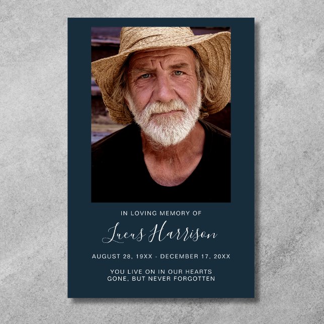 Personalised Modern Celebration of Life Funeral Poster (Blue Photo Memorial Poster)