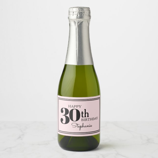 Personalised Modern Chic 30th Birthday for Her Sparkling Wine Label (Front)