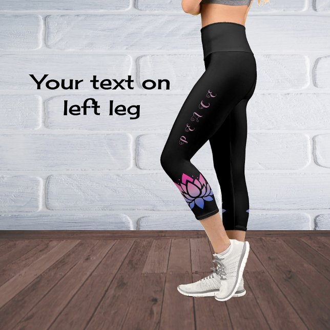 Personalised modern chic lotus flower custom text capri leggings (Creator Uploaded)