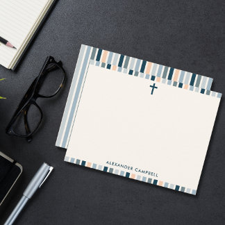 Personalised Modern Christian Striped Cross Card