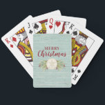 Personalised Modern Christmas Beach Playing Cards<br><div class="desc">A coastal Christmas beach themed playing cards.  Playing cards are decorated with a pretty sand dollar and Christmas foliage. Designed for you by Blackberry Boulevard.</div>
