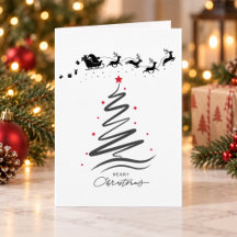 Personalised Modern Christmas Tree Folded Card