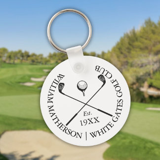 Personalised Modern Classic Golf Club Name Key Ring
