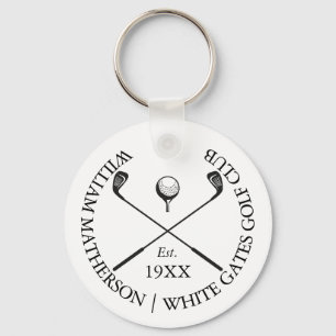 Personalised Modern Classic Golf Club Name Key Ring