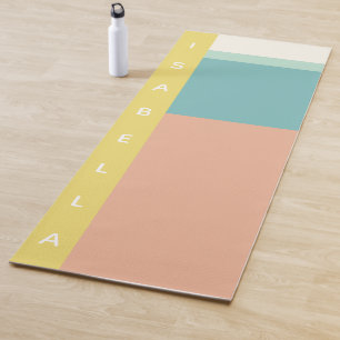 Personalised Modern Colour Block Name Earthy Paste Yoga Mat