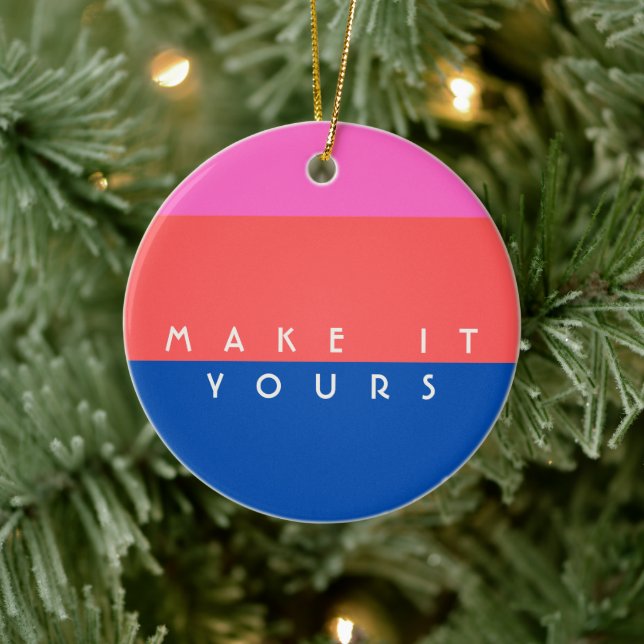 Personalised Modern Colour Block Pattern Ceramic Ornament (Tree)