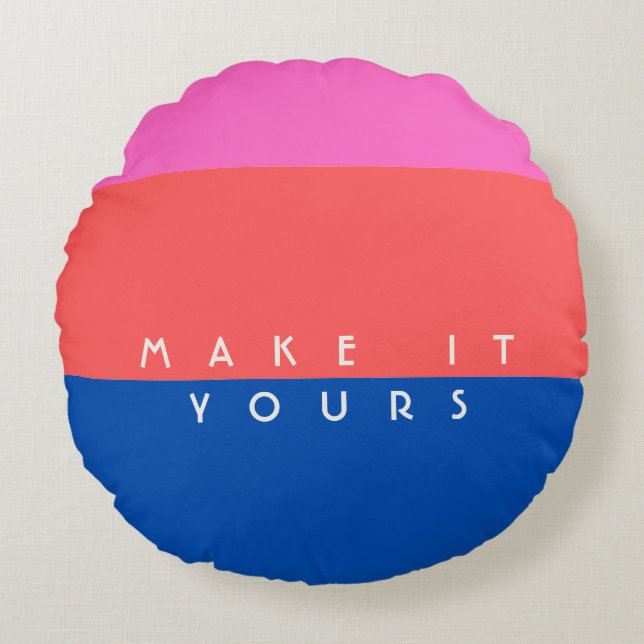 Personalised Modern Colour Block Pattern Round Cushion (Front)