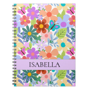 Personalised Modern Colourful Floral Pattern Notebook