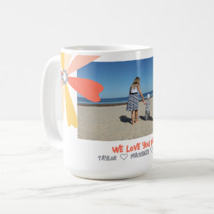 Personalised Modern Colourful Flower Text and Phot Coffee Mug