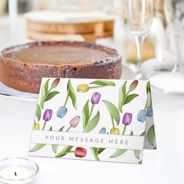 Personalised Modern Colourful Tulip Flower Card (Creator Uploaded)