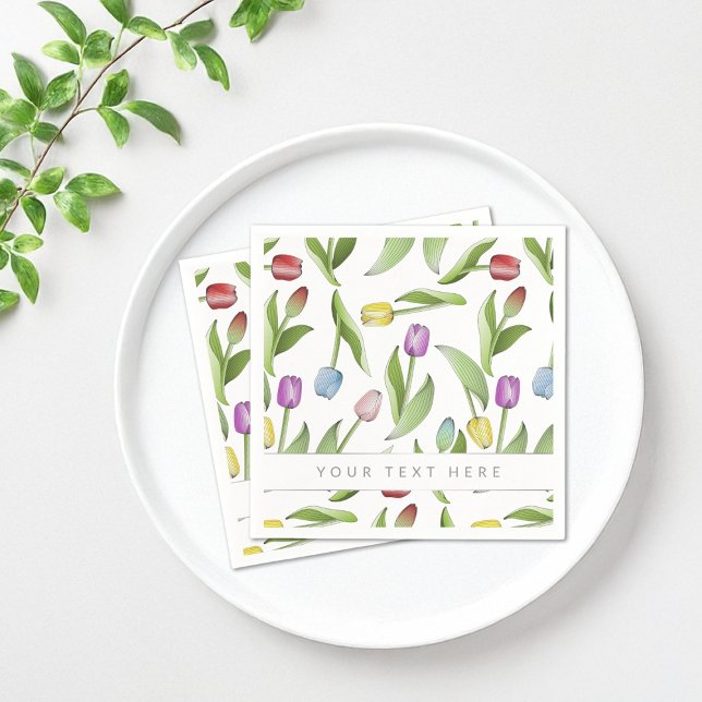 Personalised Modern Colourful Tulip Paper Napkin (Creator Uploaded)
