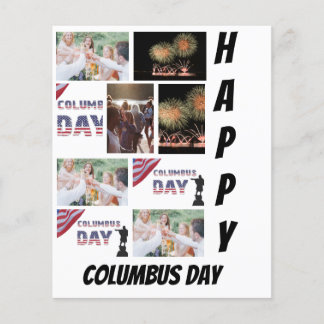 Personalised Modern Columbus Day 9 Photo Collage Flyer