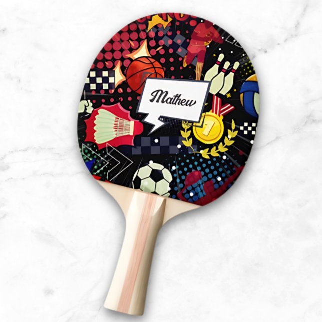 Personalised Modern Comic Style Sport, Colourful Ping Pong Paddle (Creator Uploaded)