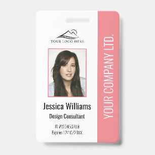 Personalised Modern Corporate Employee Pink ID Badge