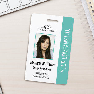 Personalised Modern Corporate Employee Teal ID Badge