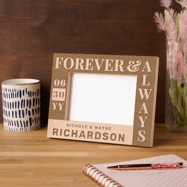 Personalised Modern Couples Name Wedding Date Gift Etched Frames (Left)