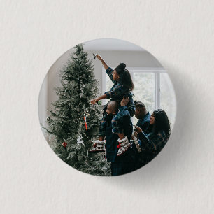 Personalised Modern Custom Christmas Family Photo 3 Cm Round Badge