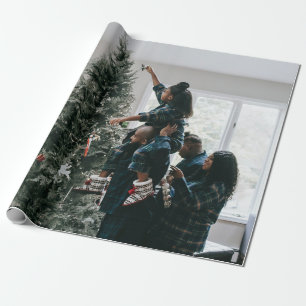 Personalised Modern Custom Christmas Family Photo  Wrapping Paper