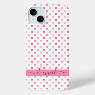 Personalised Modern Custom name Pink Heart Case