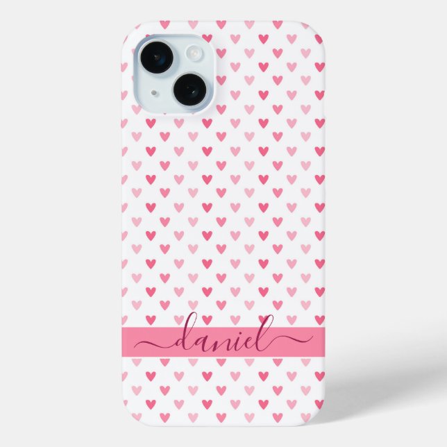 Personalised Modern Custom name Pink Heart Case (Back)