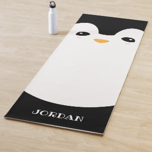 Personalised Modern Cute Black White Penguin Yoga Mat