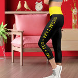 Personalised Modern Cute Bright Yellow Cat Dog Pet Capri Leggings<br><div class="desc">Celebrate your love for furry friends in style with these Personalised Pet Mum Capri Leggings, designed with a bright yellow waistband and bold “CAT > DOG > PET LOVERS” text on both feet. The sleek black background highlights the modern retro vintage typography, offering a trendy look for any casual day....</div>