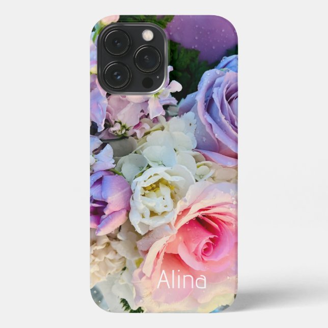 Personalised Modern , Cute Rose iPhone iPhone 13 P iPhone Case (Back)