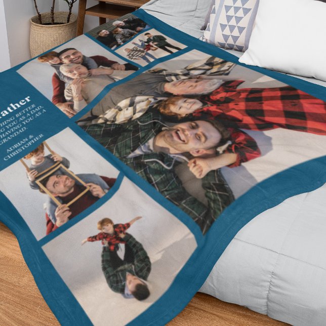 Personalised Modern Dad | 6 Photo Fleece Blanket (Creator Uploaded)
