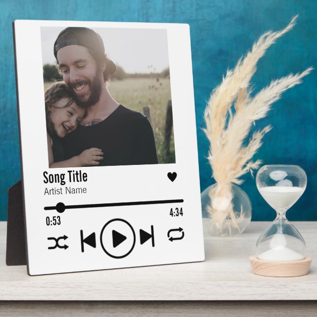 Personalised Modern Dad Photo Song Playlist Plaque (Side)