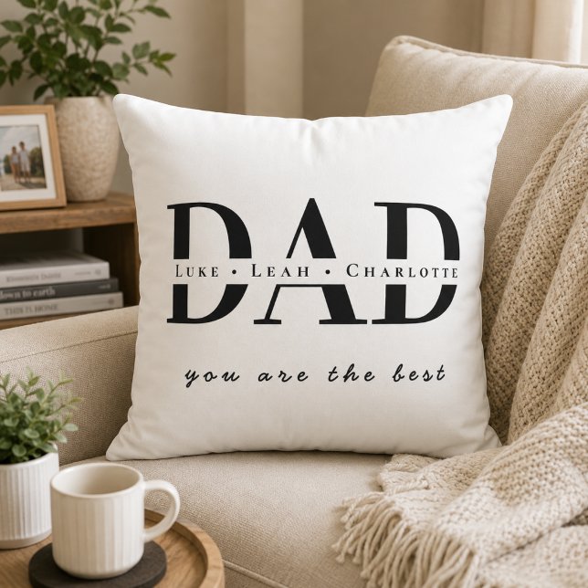 Personalised Modern DAD Throw Pillow (Creator Uploaded)
