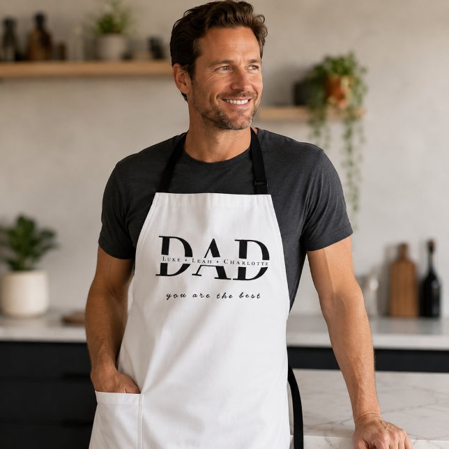 Personalised Modern DAD White Apron (Creator Uploaded)