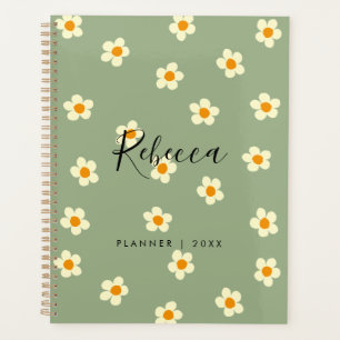 Personalised Modern Daisy Floral Green 2023 Planner