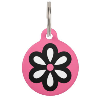 Personalised Modern Daisy Pet Tag - Pink