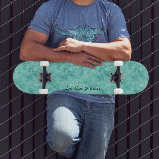 Personalised Modern Distressed Turquoise Skateboard (Outdoor 3)