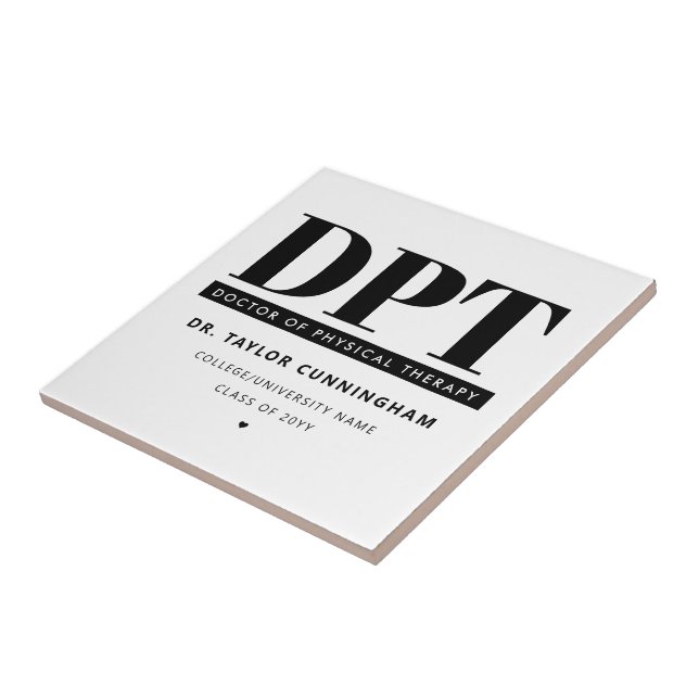 Personalised Modern DPT Doctor of Physical Therapy Ceramic Tile (Side)