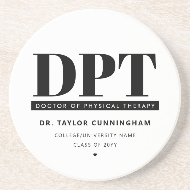 Personalised Modern DPT Doctor of Physical Therapy Coaster (Front)