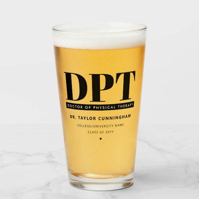 Personalised Modern DPT Doctor of Physical Therapy Glass (Front Filled)