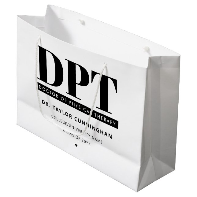 Personalised Modern DPT Doctor of Physical Therapy Large Gift Bag (Front Angled)