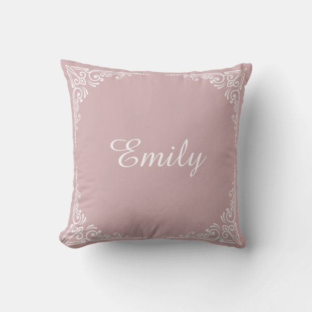 Personalised Modern Dusty Pink Typography Name  Cushion (Front)
