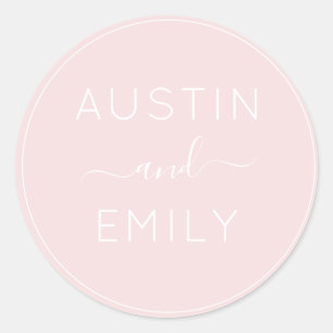 Personalised Modern Dusty Rose Wedding Classic Round Sticker