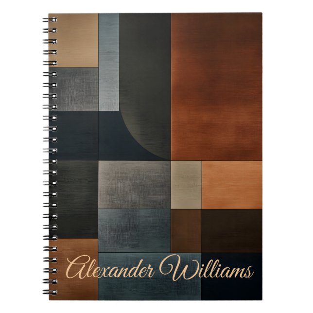 Personalised Modern Earthy Geometric Notebook (Front)
