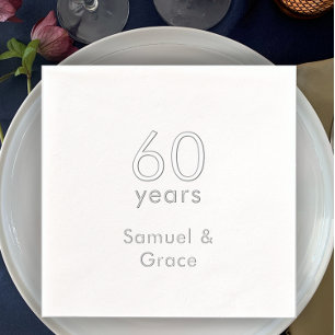 Personalised Modern Elegant 60th Anniversary Party Foil Napkins