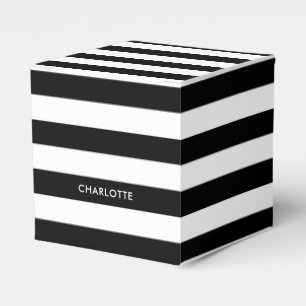 Personalised Modern Elegant Black and white stripe Favour Box