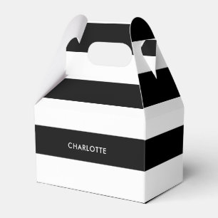 Personalised Modern Elegant Black and white stripe Favour Box